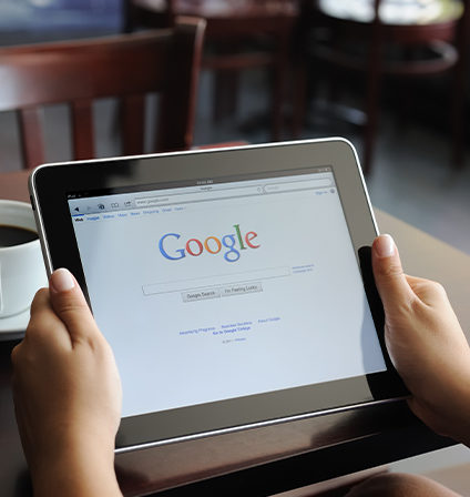 person making google search