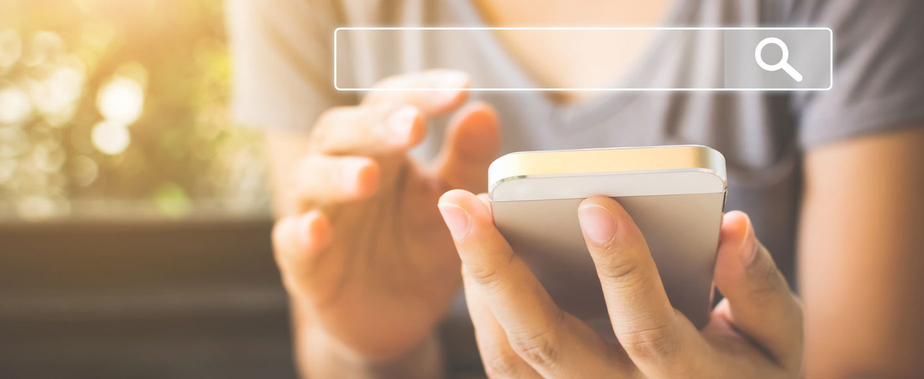 Woman Searching Internet on iphone