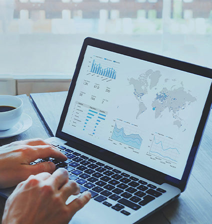 Man looking at Reporting dashboard